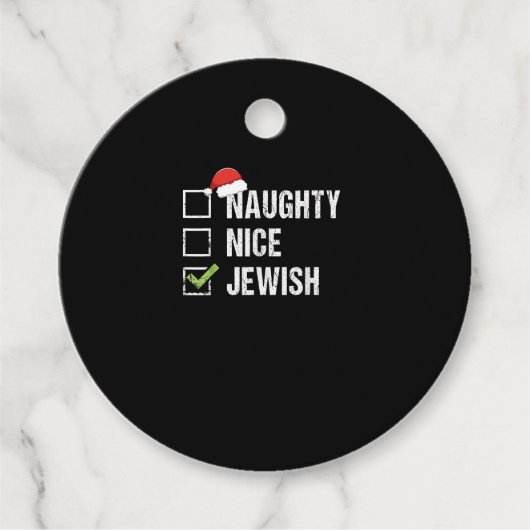 Naughty Nice Jewish Santa Christmas  Bedankjes Labels (Voorkant)