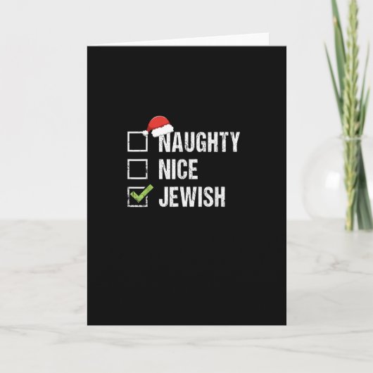 Naughty Nice Jewish Santa Christmas Kaart (Voorkant)