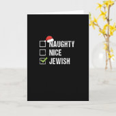 Naughty Nice Jewish Santa Christmas  Kaart (Gele Bloem)
