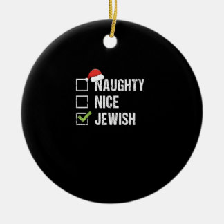 Naughty Nice Jewish Santa Christmas  Keramisch Ornament