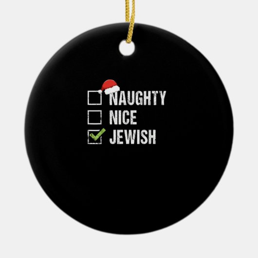 Naughty Nice Jewish Santa Christmas Keramisch Ornament (Voorkant)