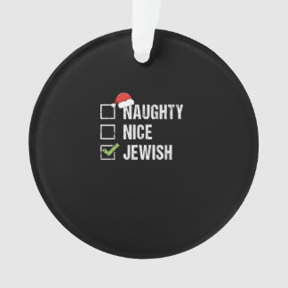 Naughty Nice Jewish Santa Christmas  Ornament