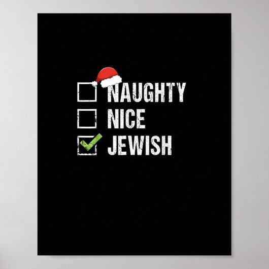Naughty Nice Jewish Santa Christmas Poster (Voorkant)