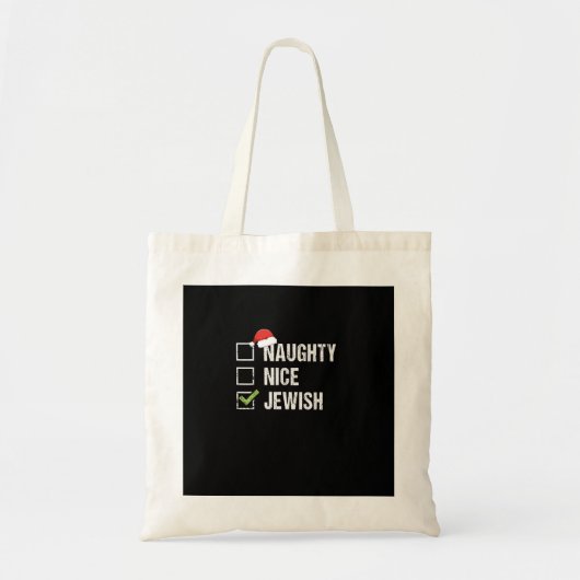 Naughty Nice Jewish Santa Christmas Tote Bag (Voorkant)