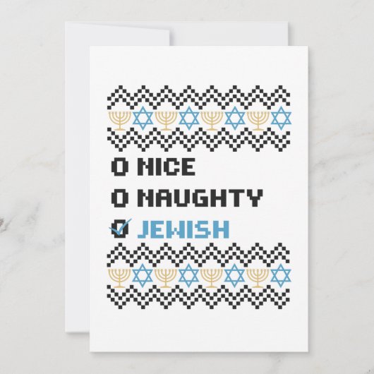 Naughty Nice Jewish Santa Christmas Ugly Sweater Bedankkaart (Voorkant)