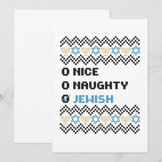 Naughty Nice Jewish Santa Christmas Ugly Sweater Bedankkaart (Voorkant / Achterkant)