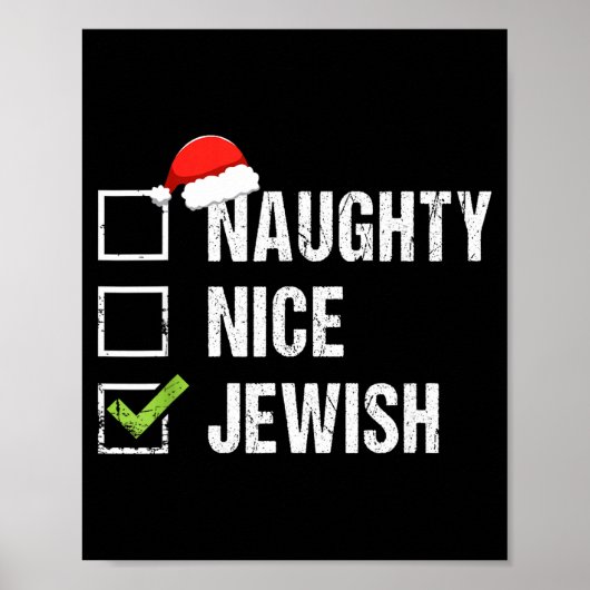 Naughty Nice Jewish Shirt Santa Jew Christmas Gift Poster (Voorkant)