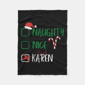 Naughty Nice Karen Kerstmis grappige kerstkerstker Fleece Deken (Voorkant)