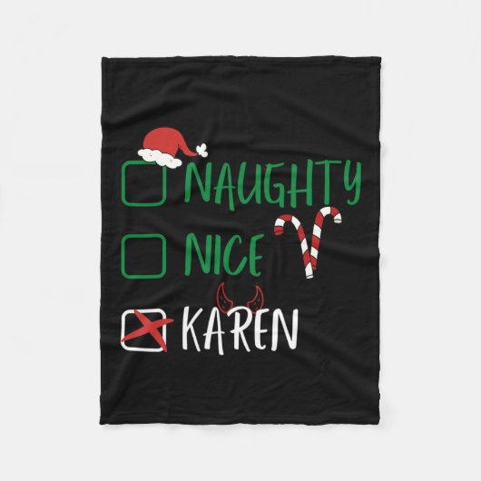 Naughty Nice Karen Kerstmis grappige kerstkerstker Fleece Deken (Voorkant)