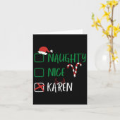 Naughty Nice Karen Kerstmis grappige kerstkerstker Kaart (Gele Bloem)