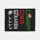 Naughty Nice Karen Kerstpyjamas Funny Santa H Fleece Deken (Voorkant (Horizontaal))
