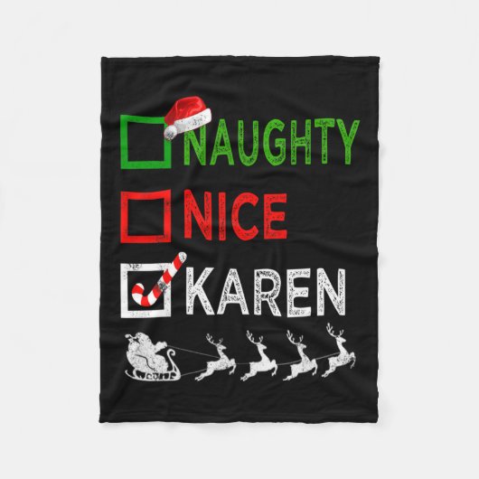 Naughty Nice Karen Kerstpyjamas Funny Santa H Fleece Deken (Voorkant)