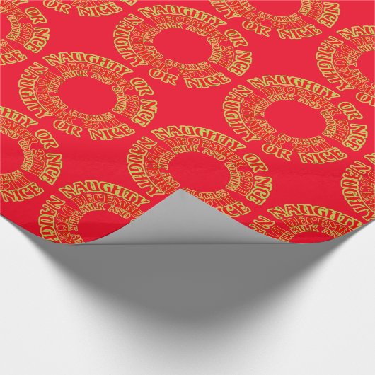 Naughty Nice Kerstmis 25 december Koekjes Cadeaupapier (Hoek)