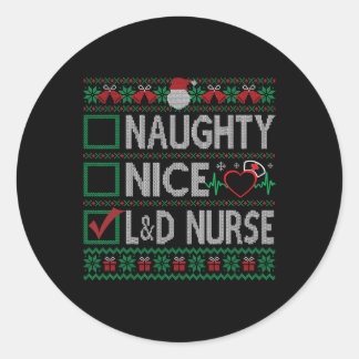 Naughty Nice Labour and Delivery Nurse Kerstmis Li Ronde Sticker