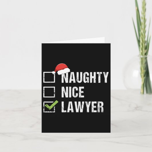 Naughty Nice Lawyer Santa Hat Law Kerstcadeau Kaart (Voorkant)