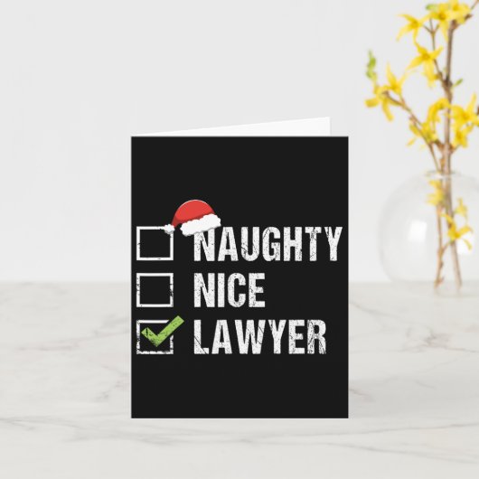 Naughty Nice Lawyer Santa Hat Law Kerstcadeau Kaart (Gele Bloem)