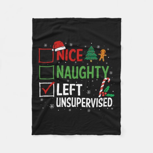 Naughty Nice liet ongecontroleerde kerstpyjama's a Fleece Deken (Voorkant)