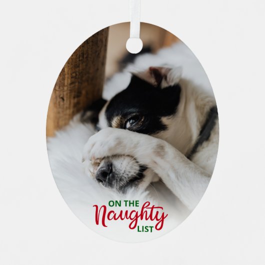 Naughty Nice List 2 Foto Dog Metalen Ornament (Voorkant)