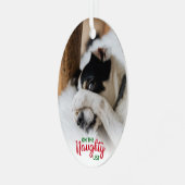 Naughty Nice List 2 Foto Dog Metalen Ornament (Voorkant links)