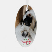 Naughty Nice List 2 Foto Dog Metalen Ornament (Voorkant Rechts)