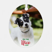 Naughty Nice List 2 Foto Dog Metalen Ornament (Achterkant)