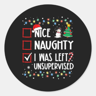 Naughty Nice List blijft zonder toezicht Ronde Sticker