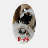 Naughty Nice List Dog 2 Foto Keramisch Ornament (Rechts)