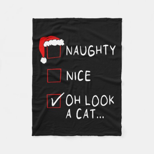 Naughty Nice List Oh kijk een kat-Man Fleece Deken (Voorkant)