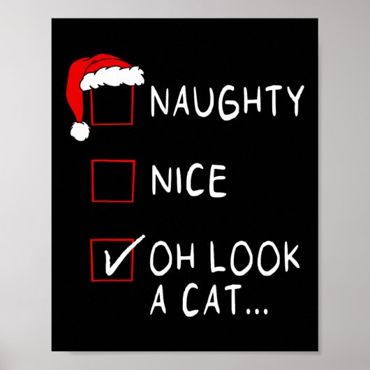 Naughty Nice List Oh kijk een kat-Man Poster (Voorkant)
