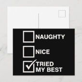Naughty Nice List probeerde mijn beste Santa Funny Feestdagenkaart (Voorkant / Achterkant)