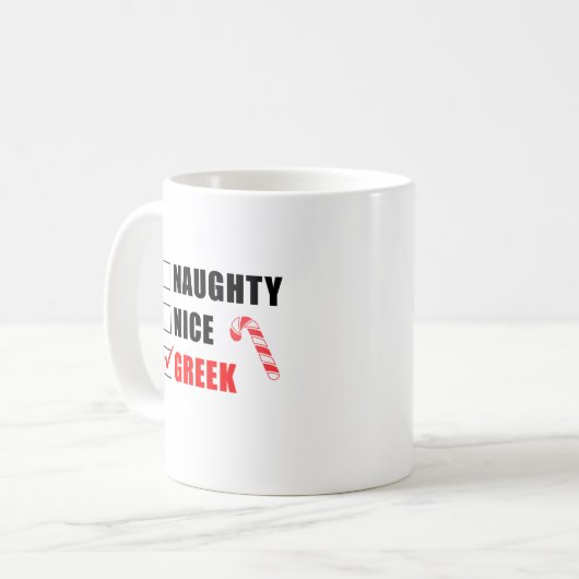 Naughty Nice Mok kerstontwerpkoffie in Griekenland (Voorkant links)