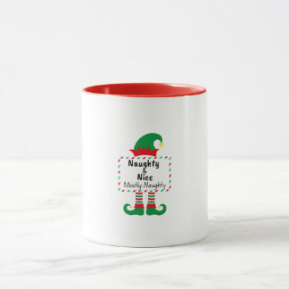 Naughty Nice Mostly Naughty Elf Funny Xmas Mug Mok