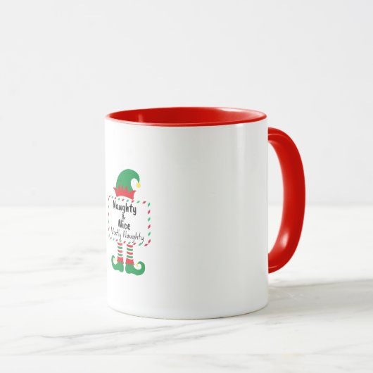 Naughty Nice Mostly Naughty Elf Funny Xmas Mug Mok (Voorkant rechts)