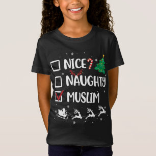 Naughty Nice Muslim Kerstmis Funny Santa Hat Xmas T-shirt