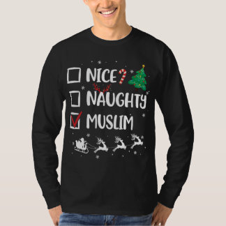 Naughty Nice Muslim Kerstmis Funny Santa Hat Xmas T-shirt