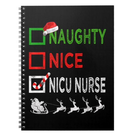 Naughty Nice Nicu Nurse kerstpyjama Funny Sa Notitieboek (Voorkant)