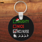 Naughty Nice Nicu Nurse kerstpyjama Funny Sa Sleutelhanger (Voorkant)