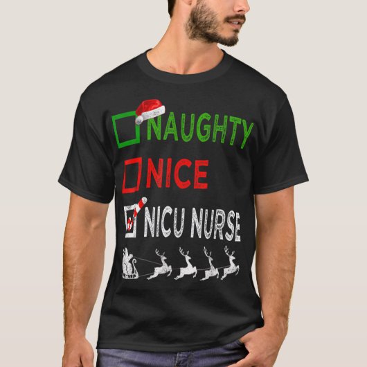 Naughty Nice Nicu Nurse kerstpyjama Funny Sa T-shirt (Voorkant)