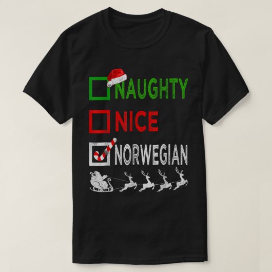 Naughty Nice Norwegian Christmas Pajamas Funny San T-shirt (Design voorkant)