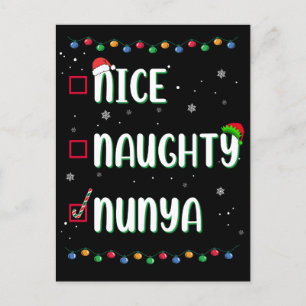 Naughty Nice Nunya Business Santa's List Fun Briefkaart