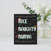 Naughty Nice Nunya Business Santa's List Fun Briefkaart (Staand voorkant)