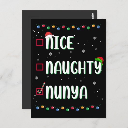 Naughty Nice Nunya Business Santa's List Fun Briefkaart (Voorkant / Achterkant)