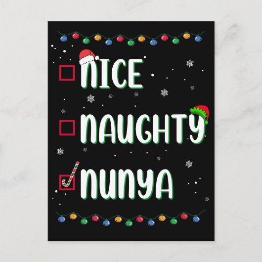 Naughty Nice Nunya Business Santa's List Fun Briefkaart (Voorkant)