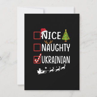 Naughty Nice oekraïense kerstpyjama Santa Cla Kaart