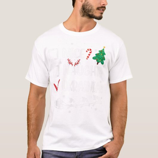 Naughty Nice Oekraïense kerststilte T-shirt (Voorkant)