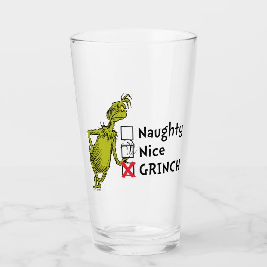 Naughty, Nice of Grinch Quote Glas (Voorkant)