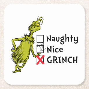 Naughty, Nice of Grinch Quote Kartonnen Onderzetters