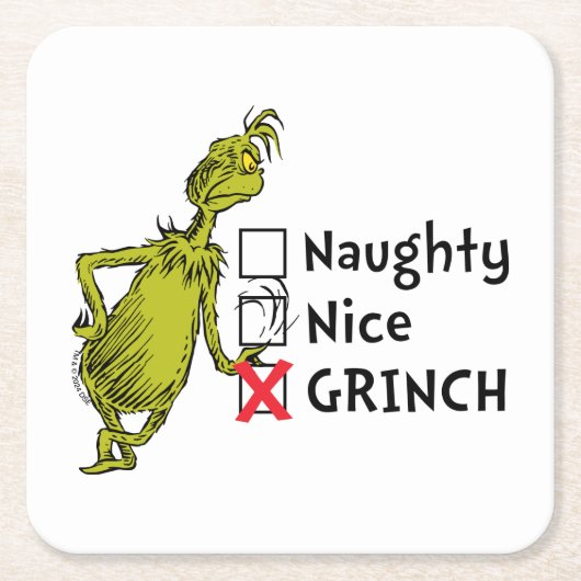 Naughty, Nice of Grinch Quote Kartonnen Onderzetters (Voorkant)