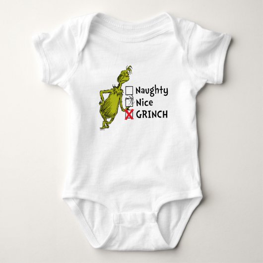 Naughty, Nice of Grinch Quote Romper (Voorkant)