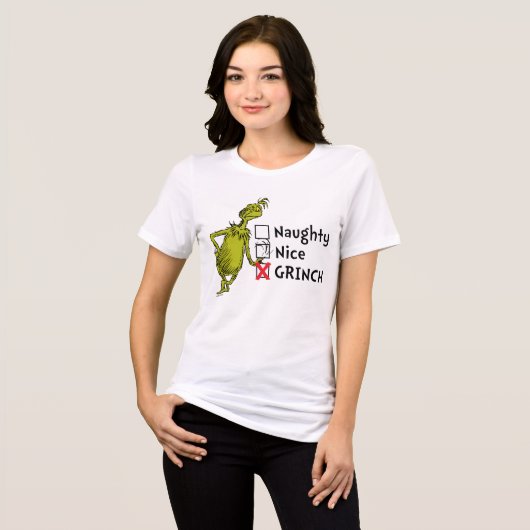 Naughty, Nice of Grinch Quote Tri-Blend Shirt (Voorkant volledig)